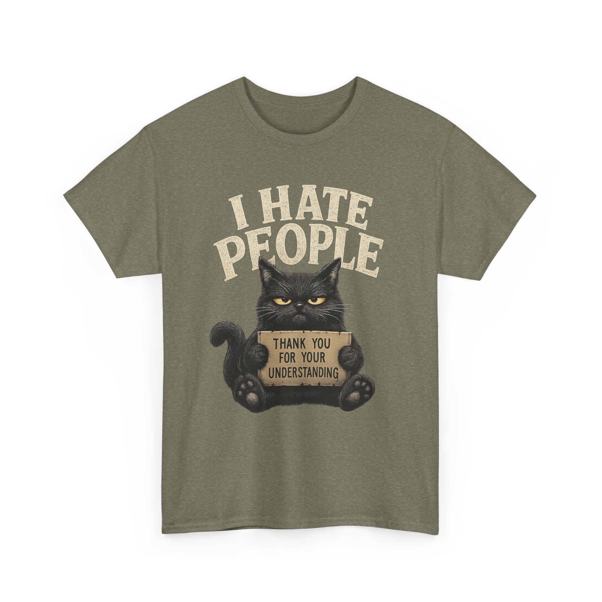 I Hate People Cat T-Shirt — Funny Grumpy Cat Tee (“Thank You For Your Understanding”) - Image 29