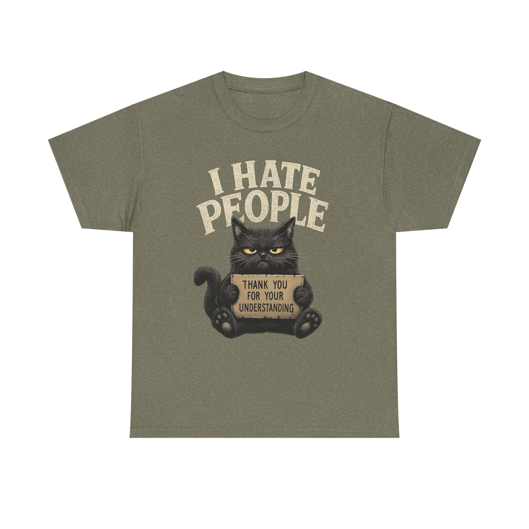 I Hate People Cat T-Shirt — Funny Grumpy Cat Tee (“Thank You For Your Understanding”) - Image 27