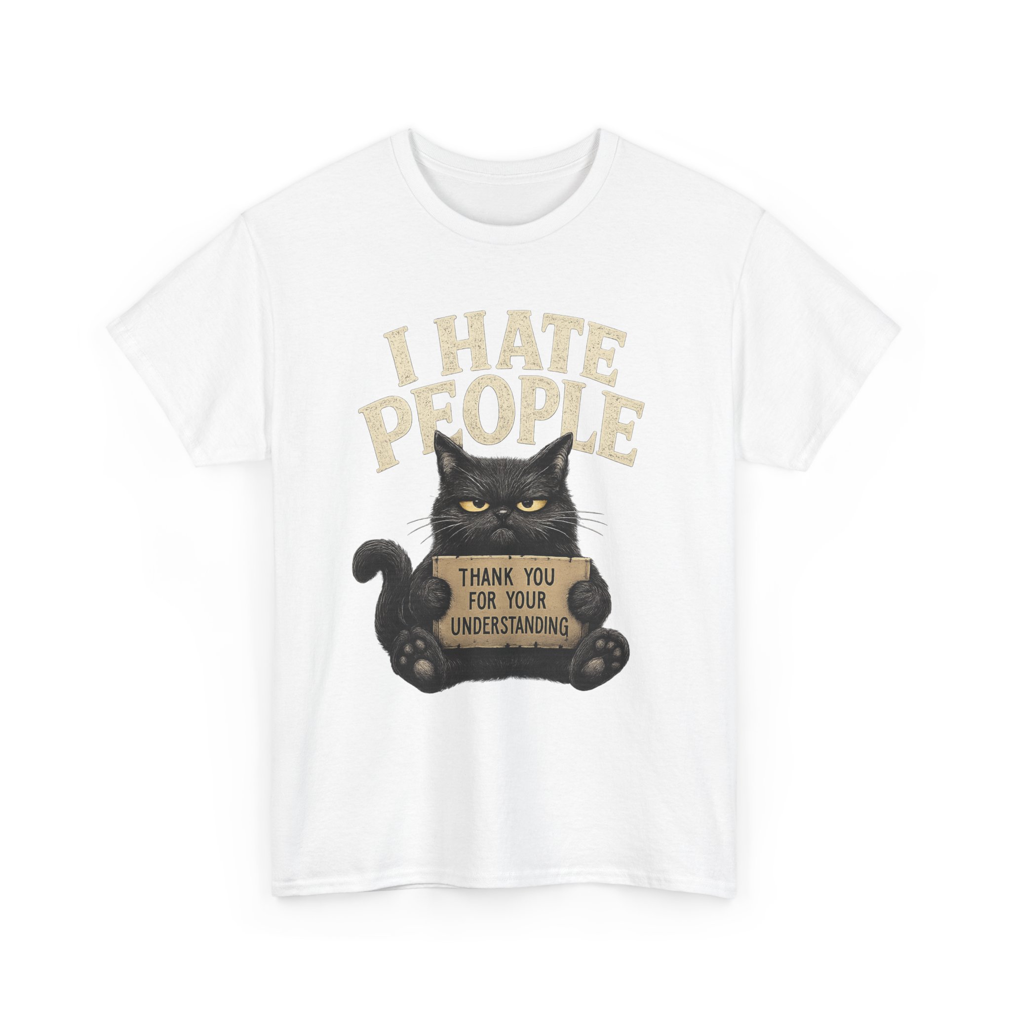 I Hate People Cat T-Shirt — Funny Grumpy Cat Tee (“Thank You For Your Understanding”) - Image 6