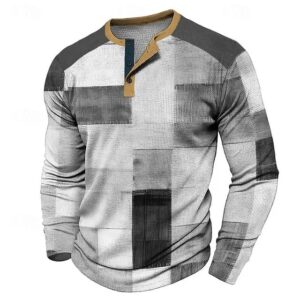 Men's vintage plaid long-sleeve T-shirt