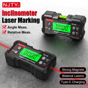High Precision Digital Laser Angle Gauge & Inclinometer with Magnetic Dual-Side Laser Lines