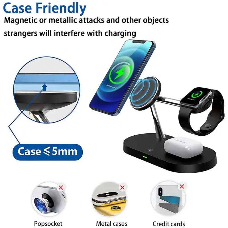 3-in-1 Magnetic Wireless Charger Stand for iPhone, Apple Watch, and Earbuds (Type-C, 15W) - Image 6