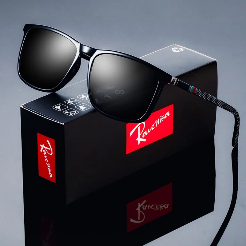 Ravenisa Rectangle Polarized Sunglasses for Men, TAC Lenses
