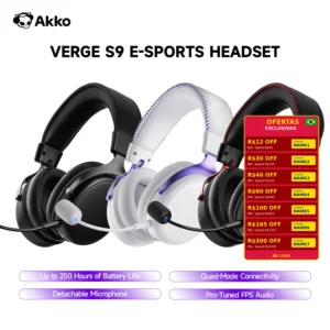 AKKO Verge S9 Ultra Wired/Wireless Gaming Headset with Detachable Mic, 7.1