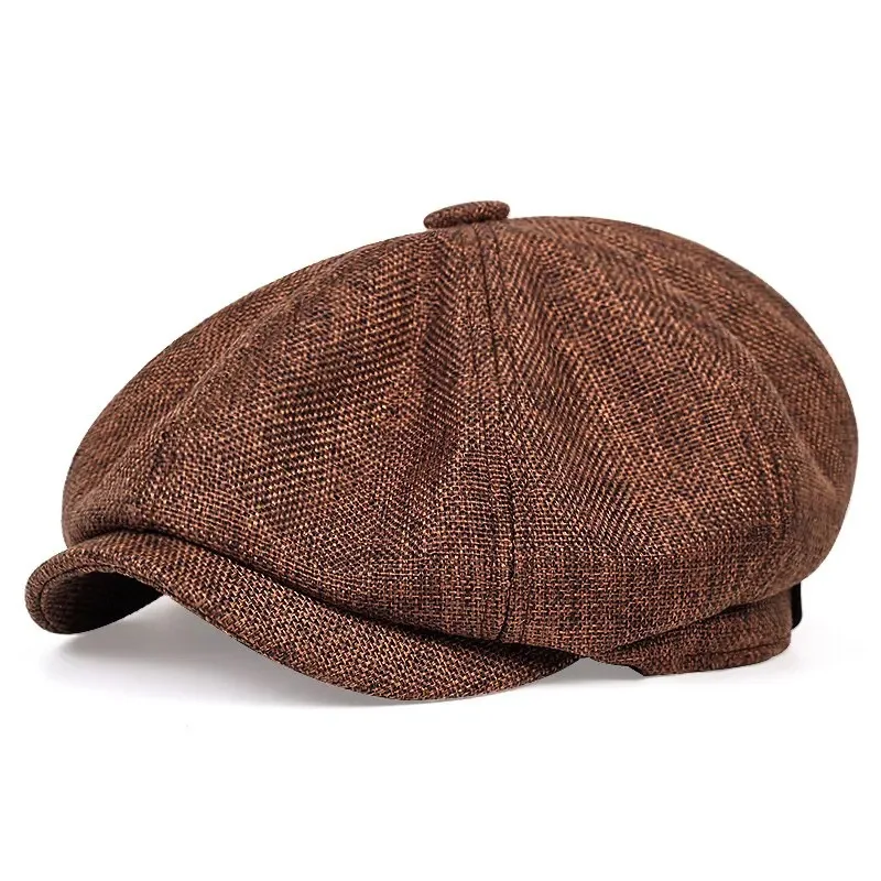 Unisex Striped Linen Newsboy Cap (Twill) for All-Season Casual Wear - Image 2
