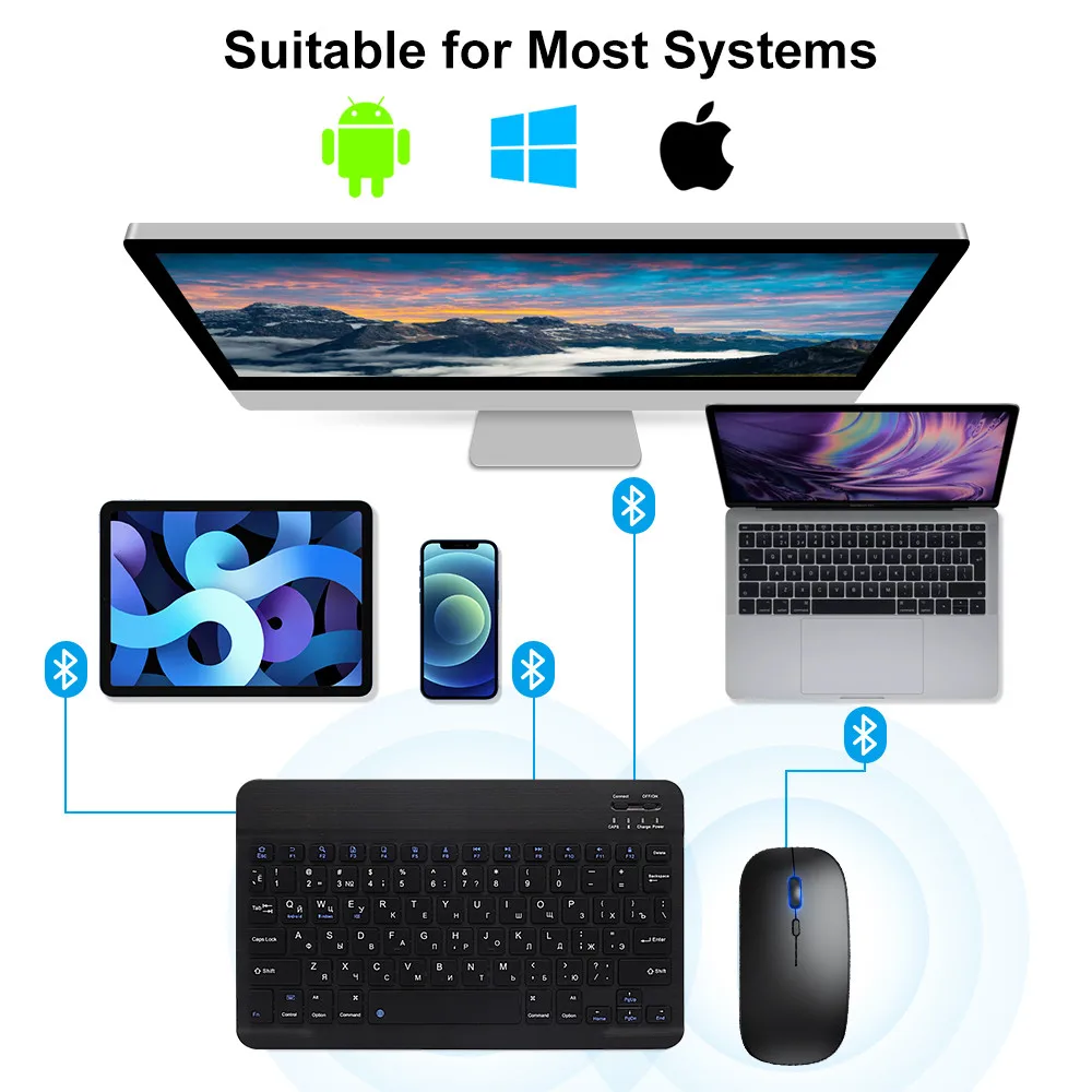 All-in-One Bluetooth Wireless Keyboard and Mouse for iOS, Android, and Windows Tablets - Image 3