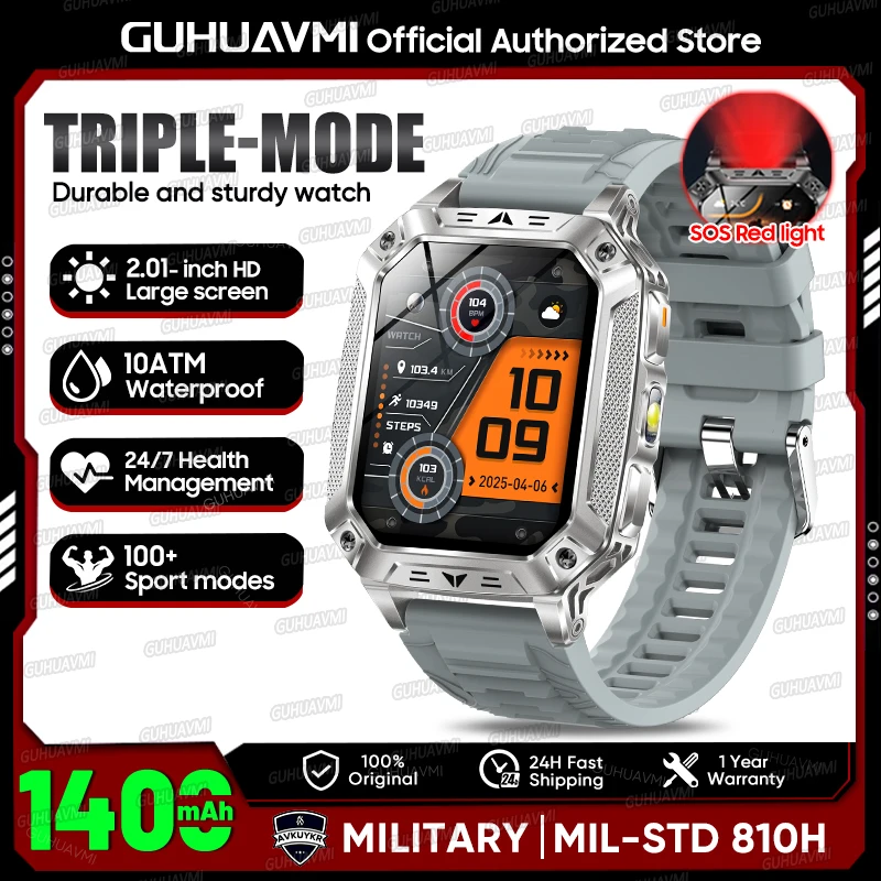 GUHUAVMI 2.01" Waterproof AMOLED Sports Smartwatch with Bluetooth Calling, 1400mAh Battery & - Image 7