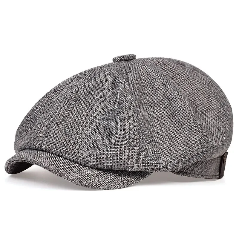 Unisex Striped Linen Newsboy Cap (Twill) for All-Season Casual Wear - Image 5