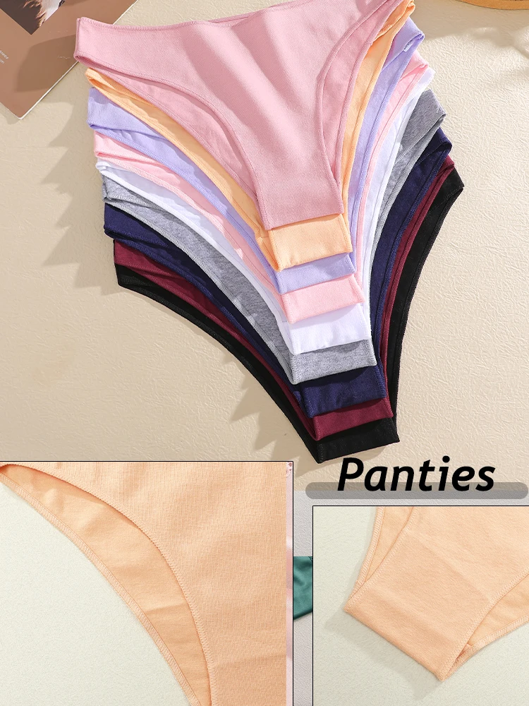 5-Piece Set of Women's Seamless Cotton Low-Waist Briefs in Solid Colors - Image 5