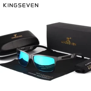 KINGSEVEN Men’s Polarized Rectangle Sunglasses with Aluminum Frame