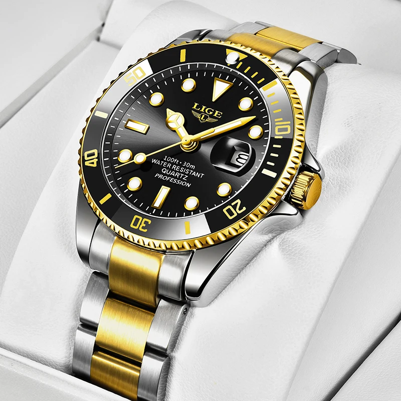 LIGE Luxury Diver Quartz Men’s Watch, Stainless Steel Bracelet, Hardlex Crystal - Image 7