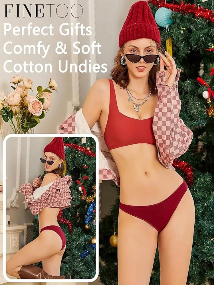 5-Piece Set of Women's Seamless Cotton Low-Waist Briefs in Solid Colors - Image 4