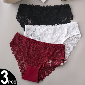 Luxury Floral Embroidery Lace Panties - 3 Piece Set for Ultimate Comfort