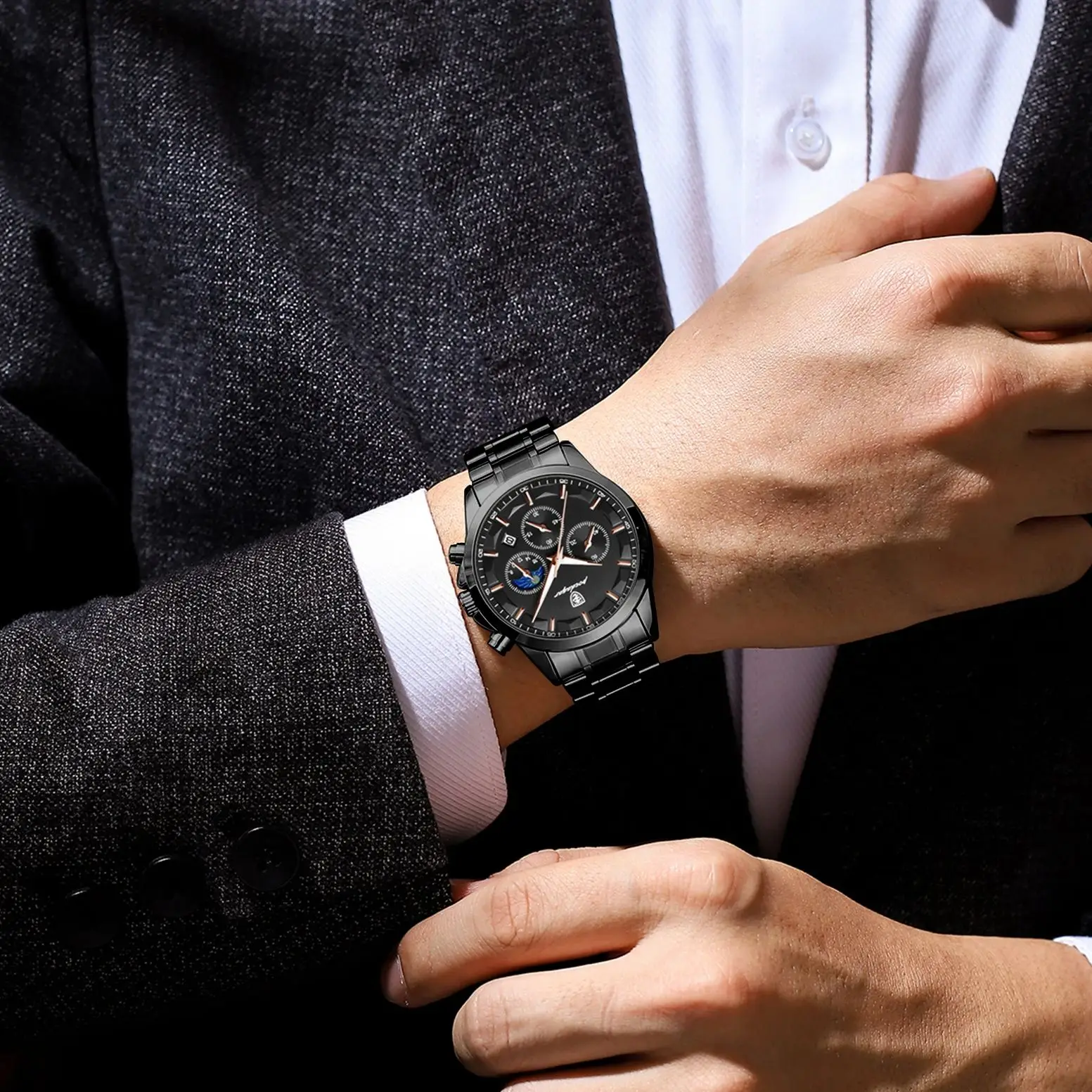POEDAGAR Men's Waterproof Business Watch - Stylish and Functional - Image 6