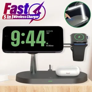 3-in-1 Magnetic Wireless Charger Stand for iPhone, Apple Watch, and Earbuds (Type-C, 15W)