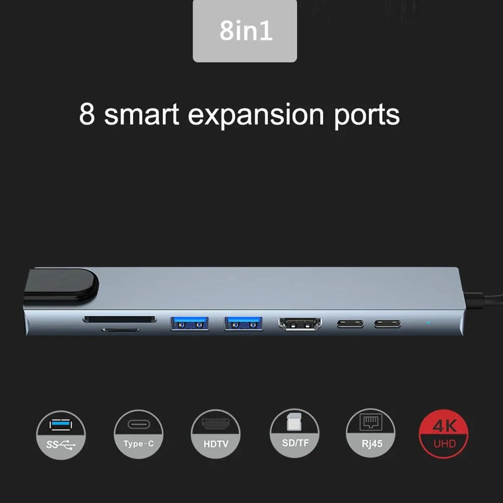 FEIWIMI USB 3.0 Type-C 8-Port HDMI 4K Docking Station with Card Reader and - Image 6