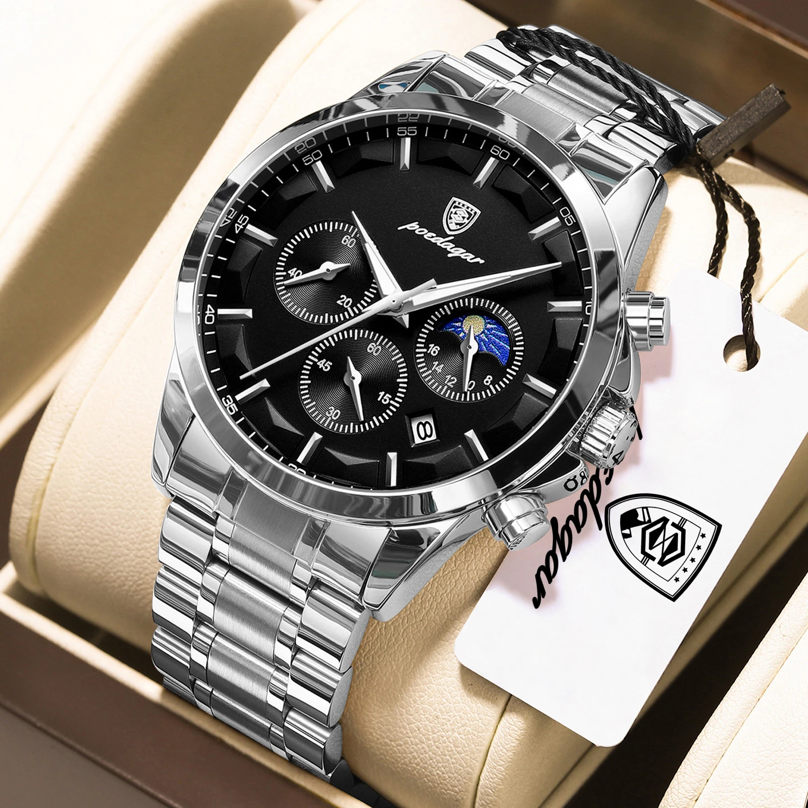 POEDAGAR Men's Waterproof Business Watch - Stylish and Functional - Image 9