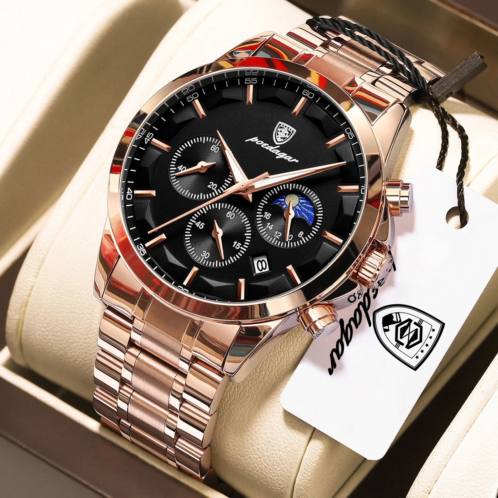 POEDAGAR Men's Waterproof Business Watch - Stylish and Functional - Image 11