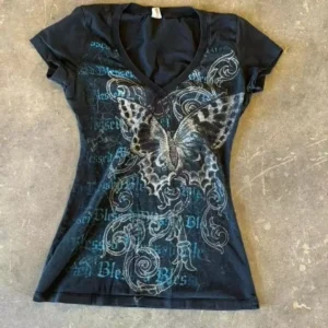 Vintage Fairy Cropped Butterfly T-Shirt for Women
