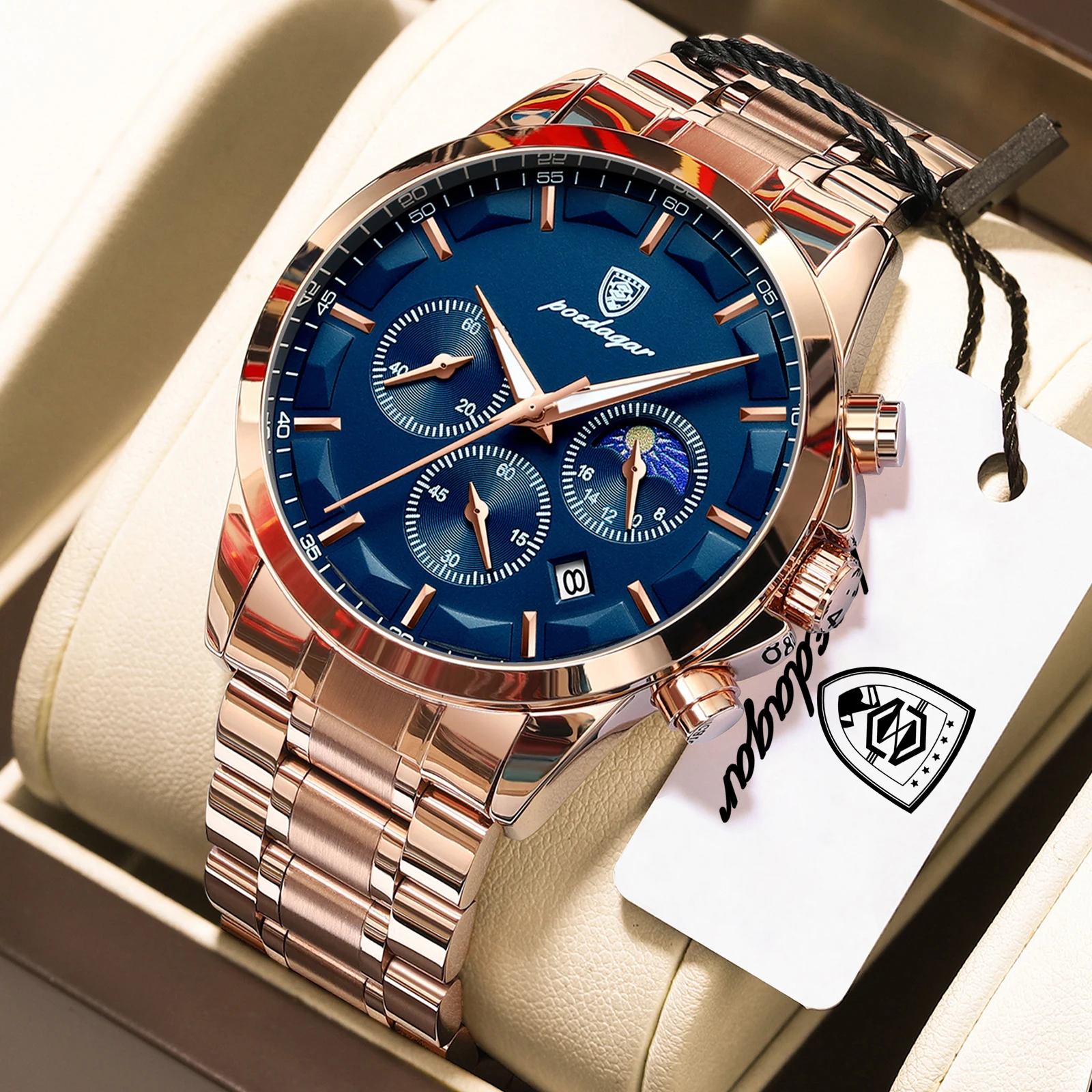 POEDAGAR Men's Waterproof Business Watch - Stylish and Functional - Image 12