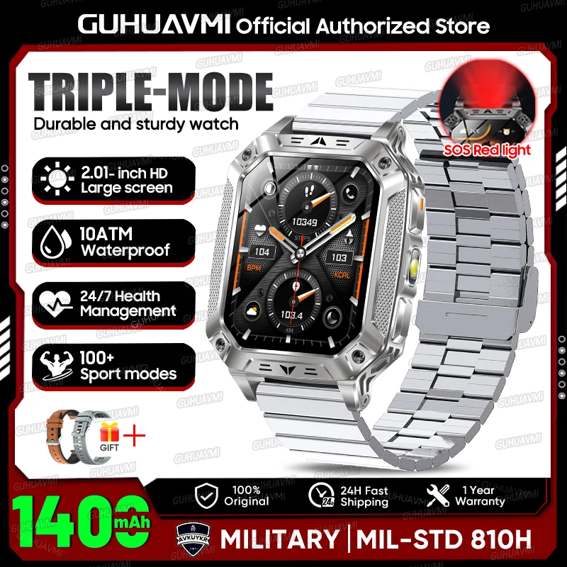 GUHUAVMI 2.01" Waterproof AMOLED Sports Smartwatch with Bluetooth Calling, 1400mAh Battery & - Image 9