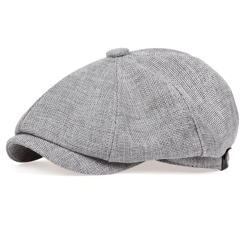 Unisex Striped Linen Newsboy Cap (Twill) for All-Season Casual Wear - Image 3