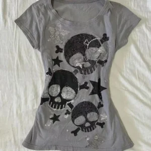 Y2K Star Skull Graphic T-Shirt for Women - Trendy Spring/Summer Wear