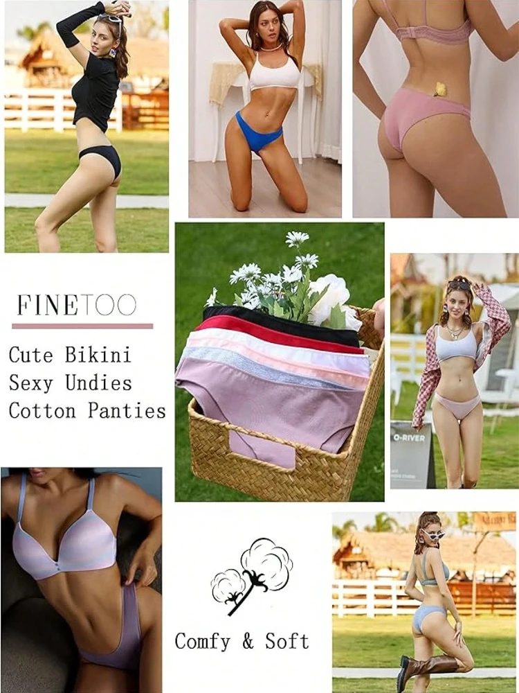 5-Piece Set of Women's Seamless Cotton Low-Waist Briefs in Solid Colors - Image 3
