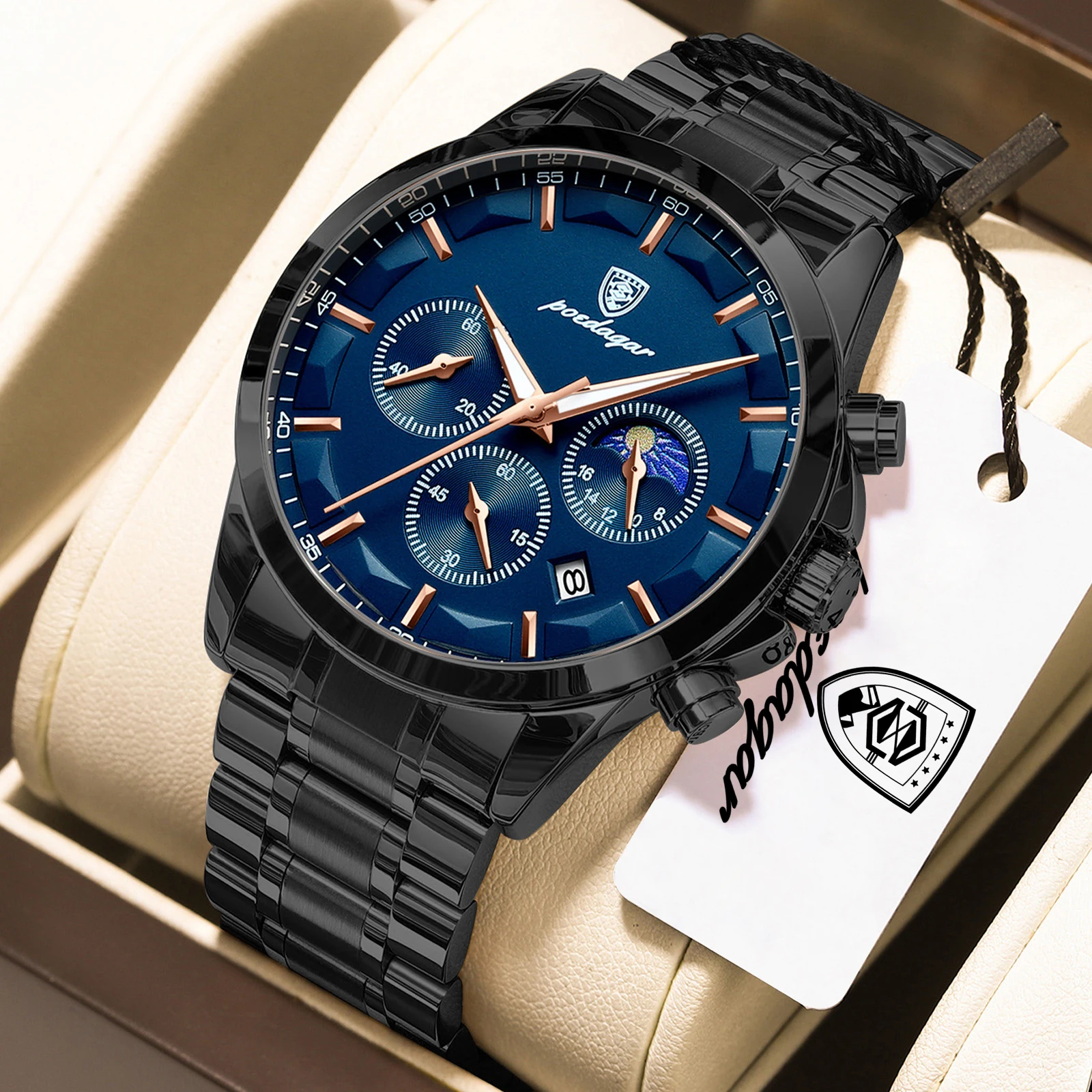 POEDAGAR Men's Waterproof Business Watch - Stylish and Functional - Image 8