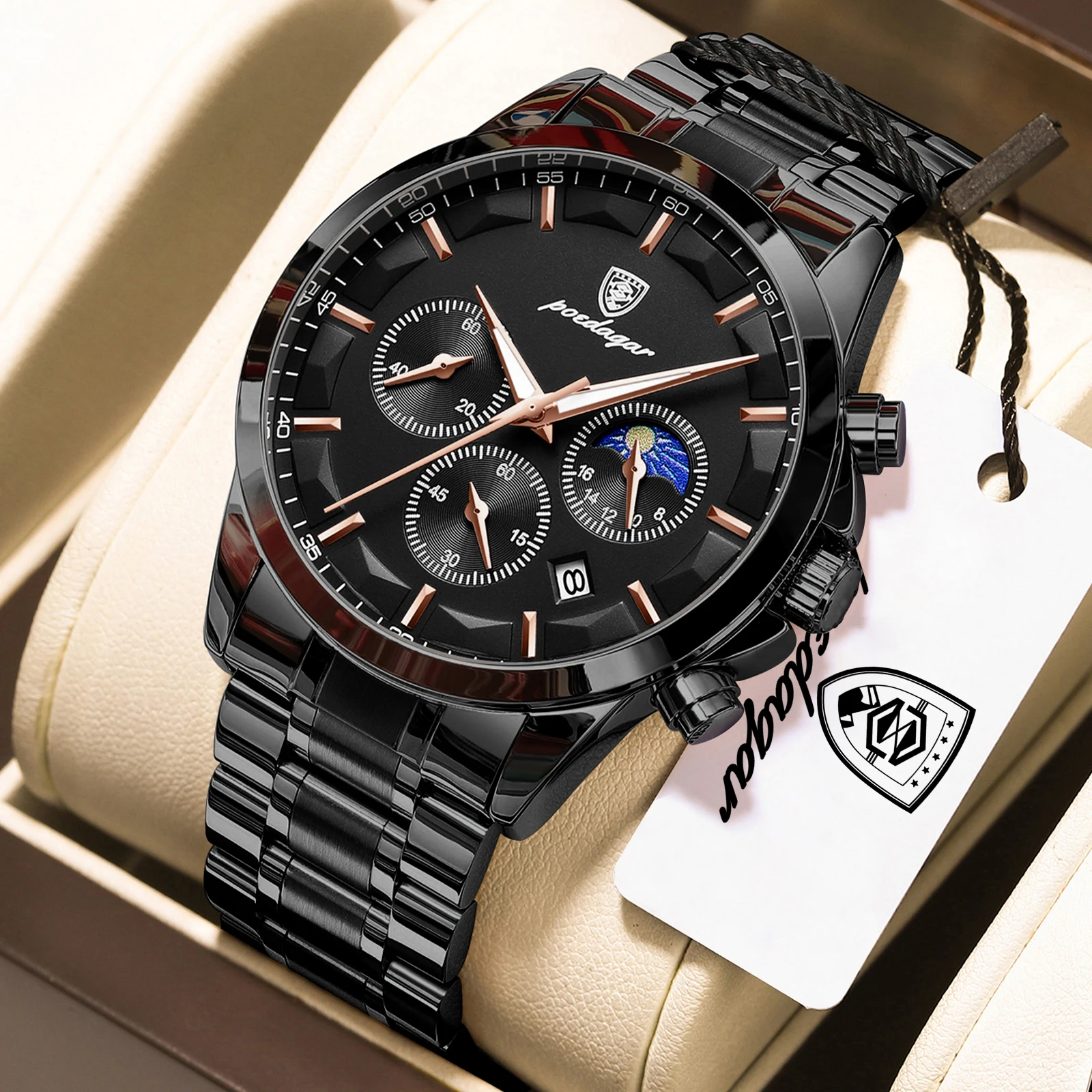 POEDAGAR Men's Waterproof Business Watch - Stylish and Functional - Image 7