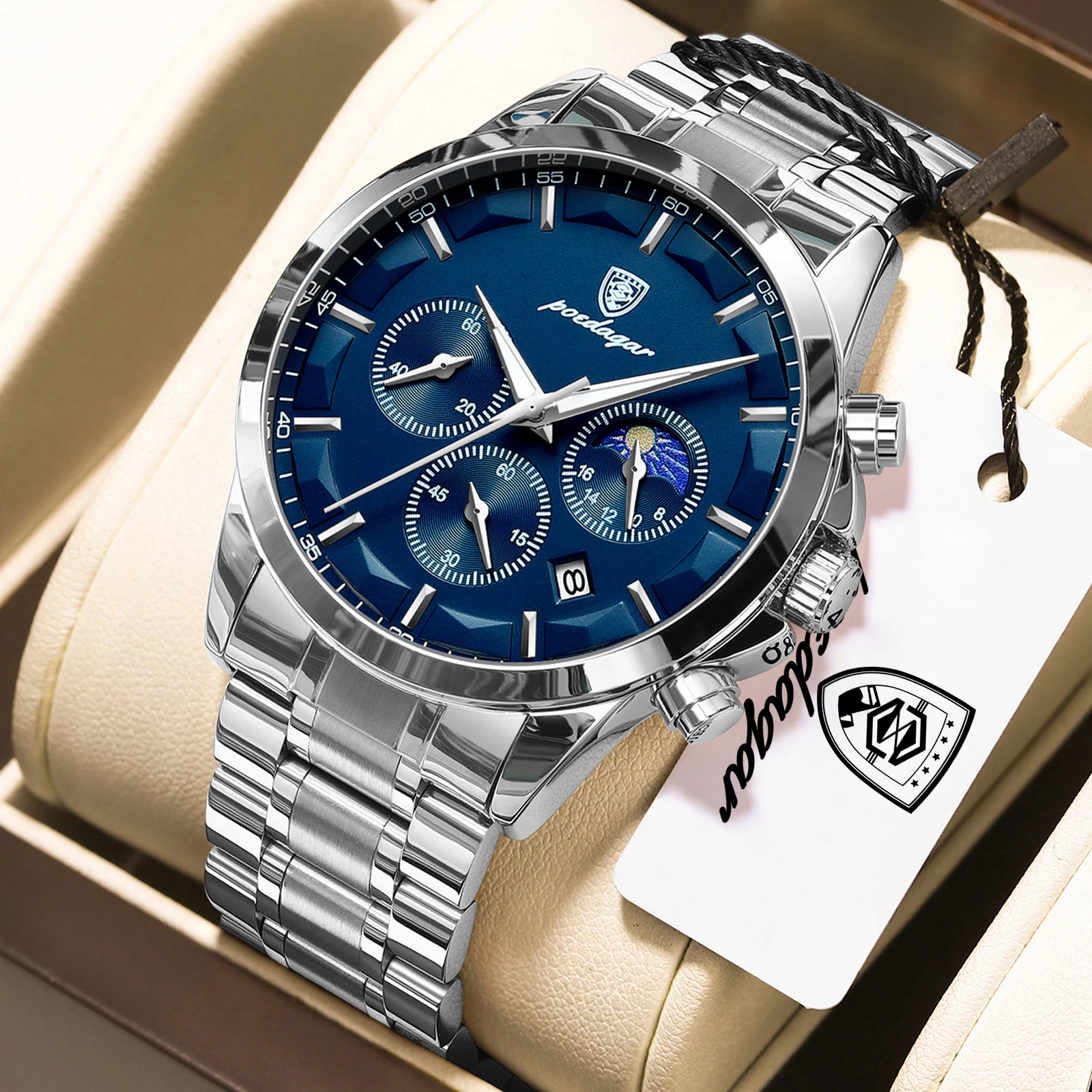 POEDAGAR Men's Waterproof Business Watch - Stylish and Functional - Image 10