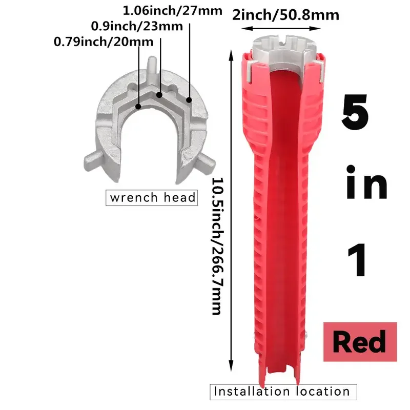 Onnfang 8-in-1 Non-Slip Flume & Faucet Pipe Repair Wrench Tool (Alloy) - Image 9