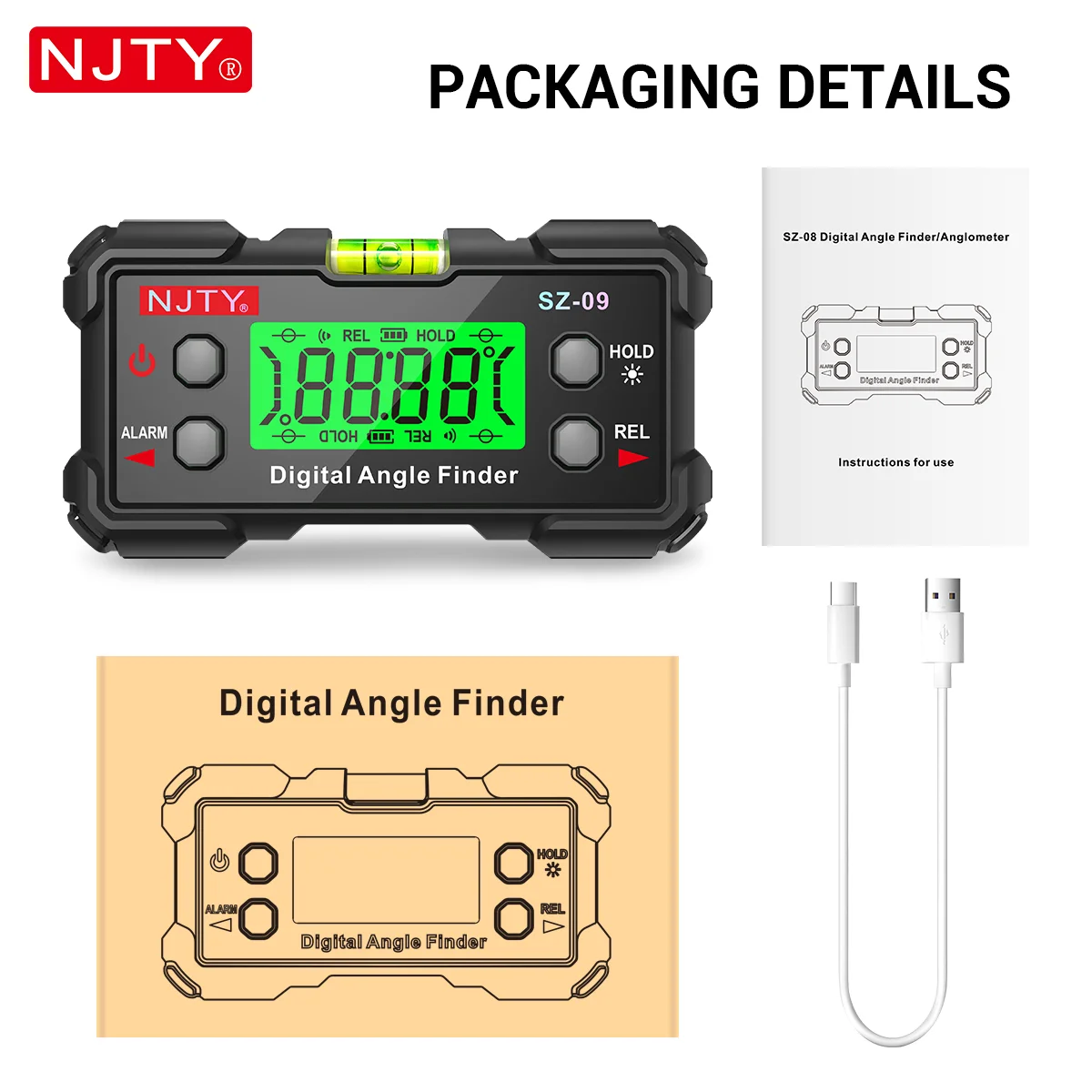 High Precision Digital Laser Angle Gauge & Inclinometer with Magnetic Dual-Side Laser Lines - Image 7