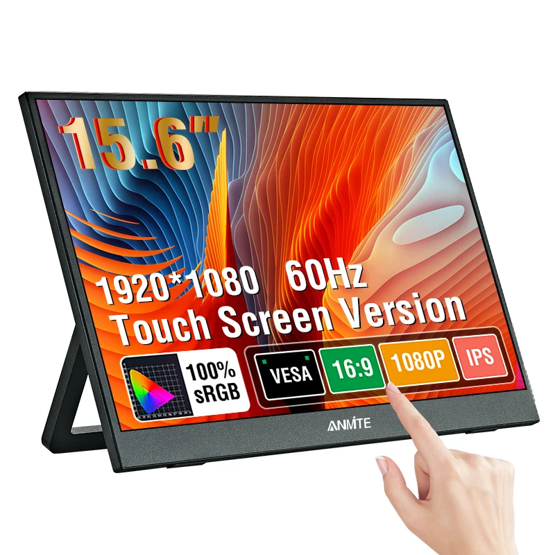 Anmite 15.6-Inch Portable Type-C Monitor (1080P , IPS, Built-In Speaker) for Laptop Xbox PS5 Switch