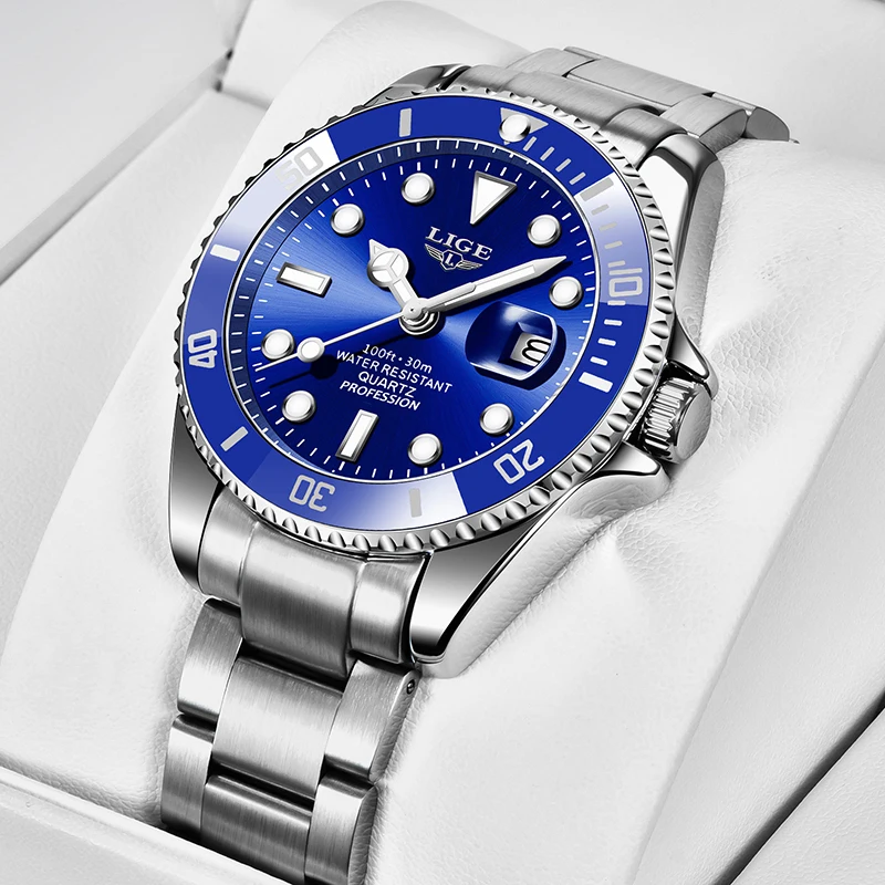 LIGE Luxury Diver Quartz Men’s Watch, Stainless Steel Bracelet, Hardlex Crystal - Image 11