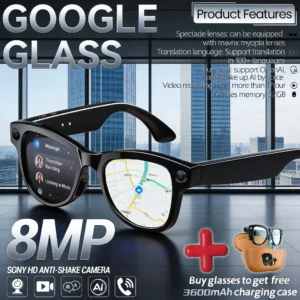 GUHUAVMI M02 Smart Glasses with AI, Dual Camera, 1080p Video, Bluetooth Calls & 3600mAh Dock
