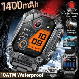 GUHUAVMI 10ATM AMOLED Smart Watch with 1400mAh Battery, Heart Rate & GPS