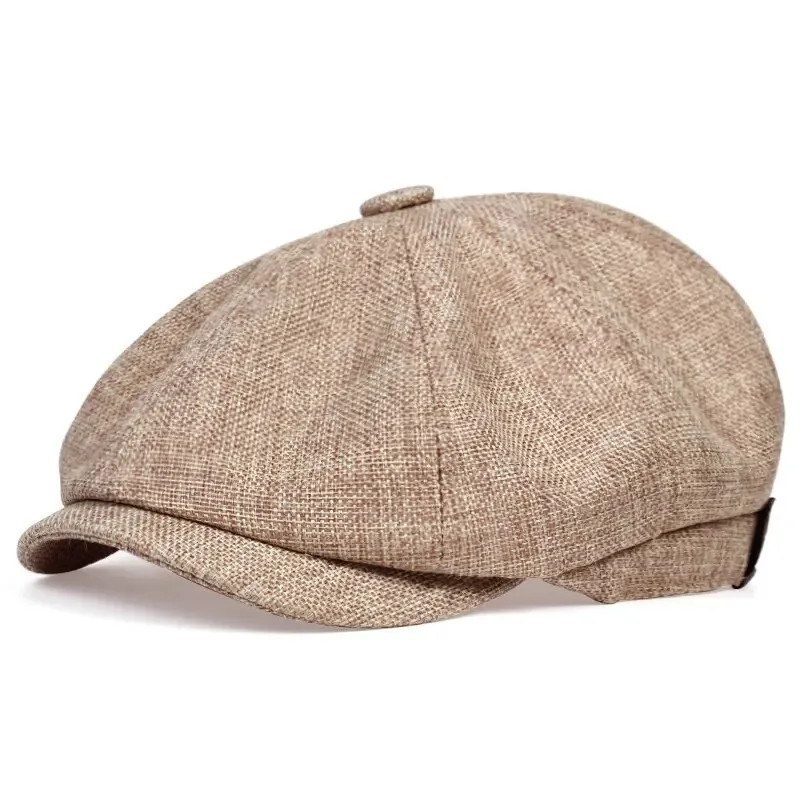 Unisex Striped Linen Newsboy Cap (Twill) for All-Season Casual Wear - Image 4