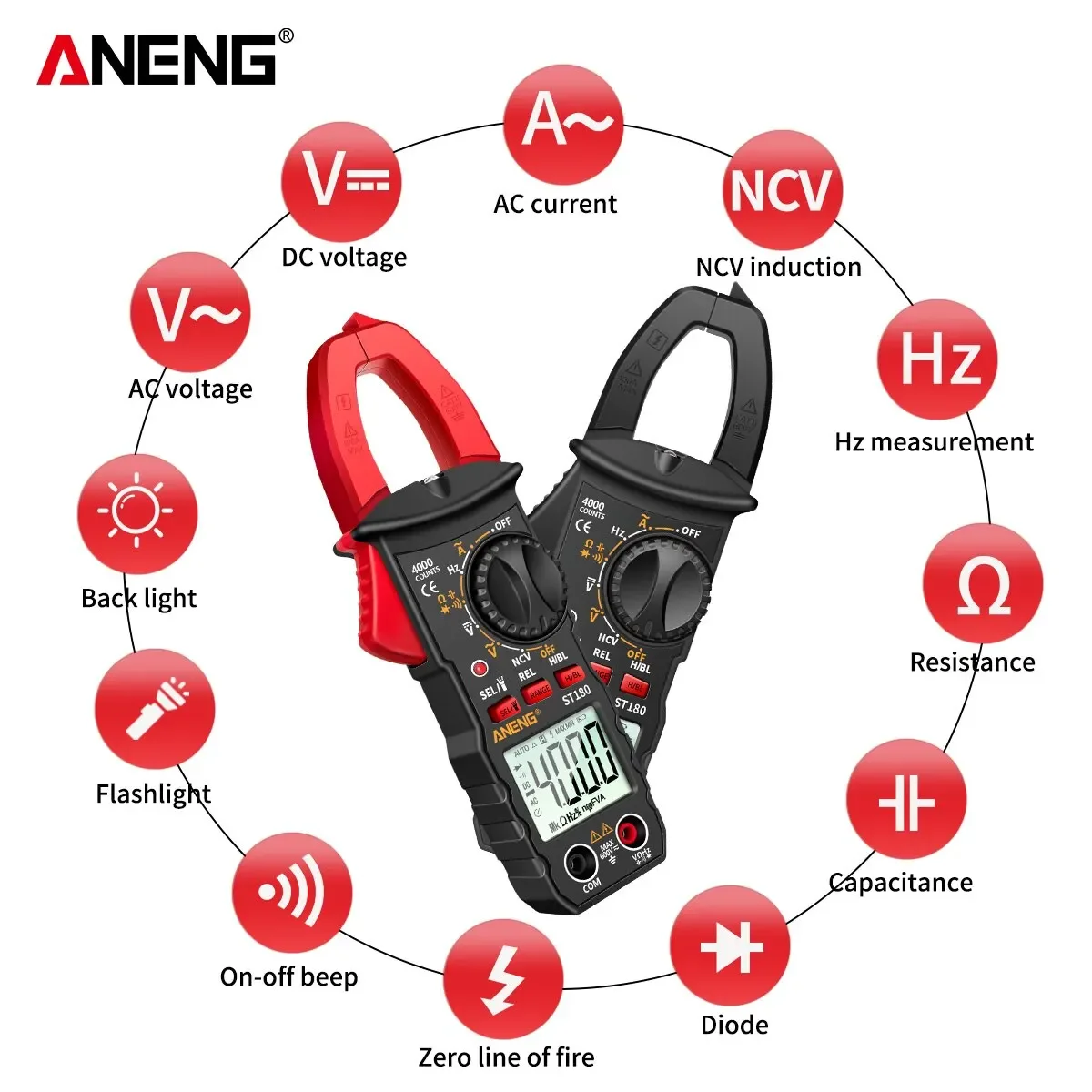 ANENG ST180 Digital AC Current Clamp Meter - Precision & Versatility for Electrical Projects - Image 2