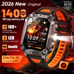 GUHUAVMI 2.01" Waterproof AMOLED Sports Smartwatch with Bluetooth Calling, 1400mAh Battery &