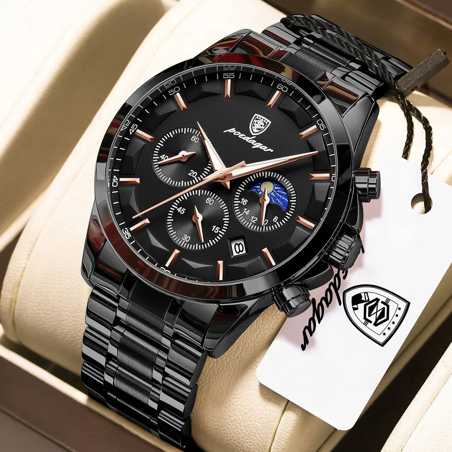 POEDAGAR Men's Waterproof Business Watch - Stylish and Functional
