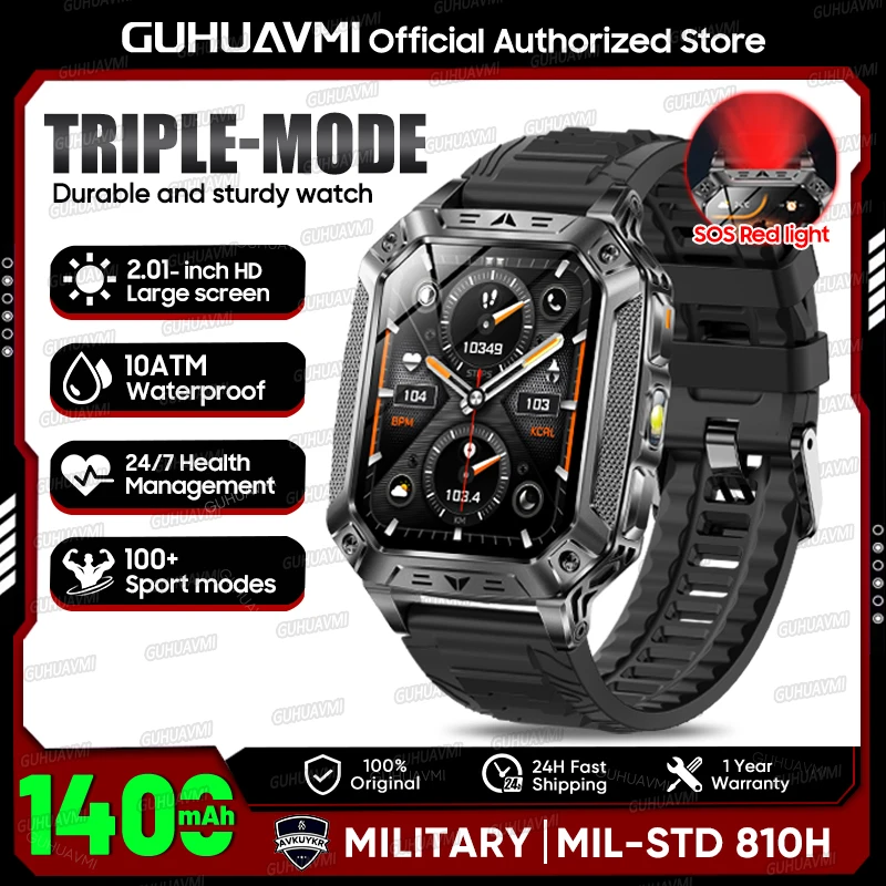 GUHUAVMI 2.01" Waterproof AMOLED Sports Smartwatch with Bluetooth Calling, 1400mAh Battery & - Image 8