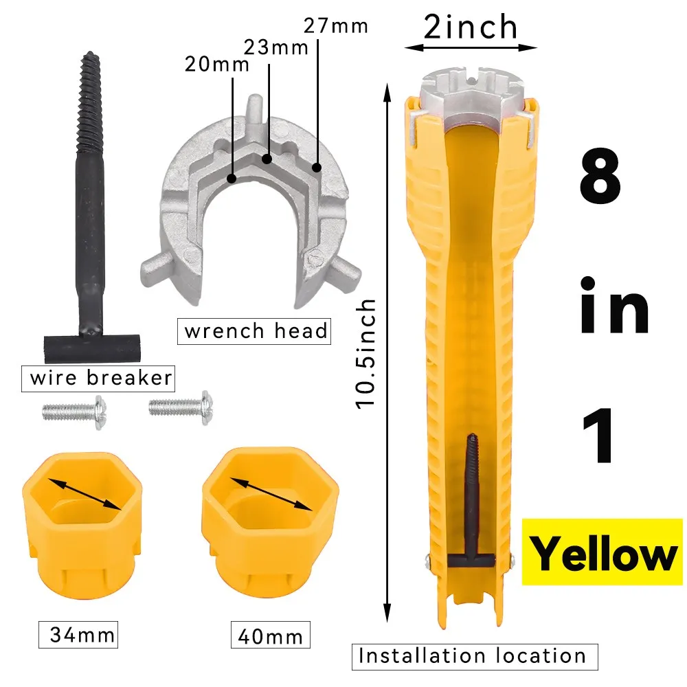 Onnfang 8-in-1 Non-Slip Flume & Faucet Pipe Repair Wrench Tool (Alloy) - Image 8