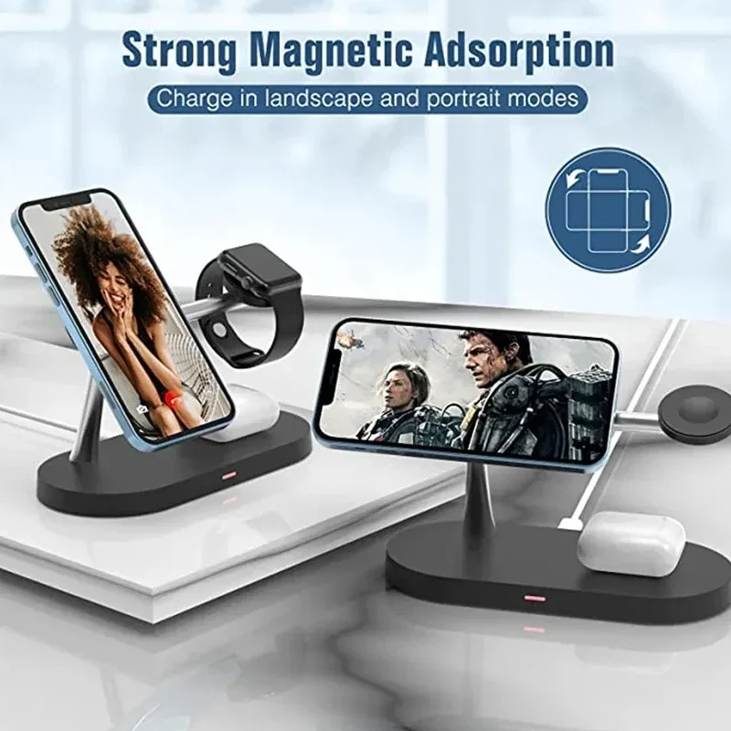 3-in-1 Magnetic Wireless Charger Stand for iPhone, Apple Watch, and Earbuds (Type-C, 15W) - Image 3