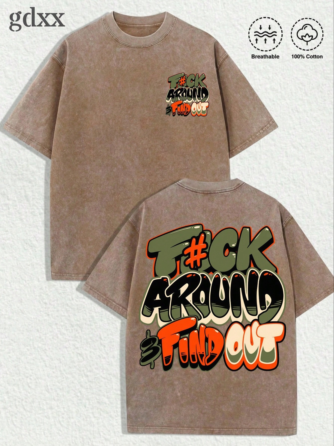 Plus Size Vintage Washed Graphic T-Shirt — F*ck Around And Find Out - Image 2