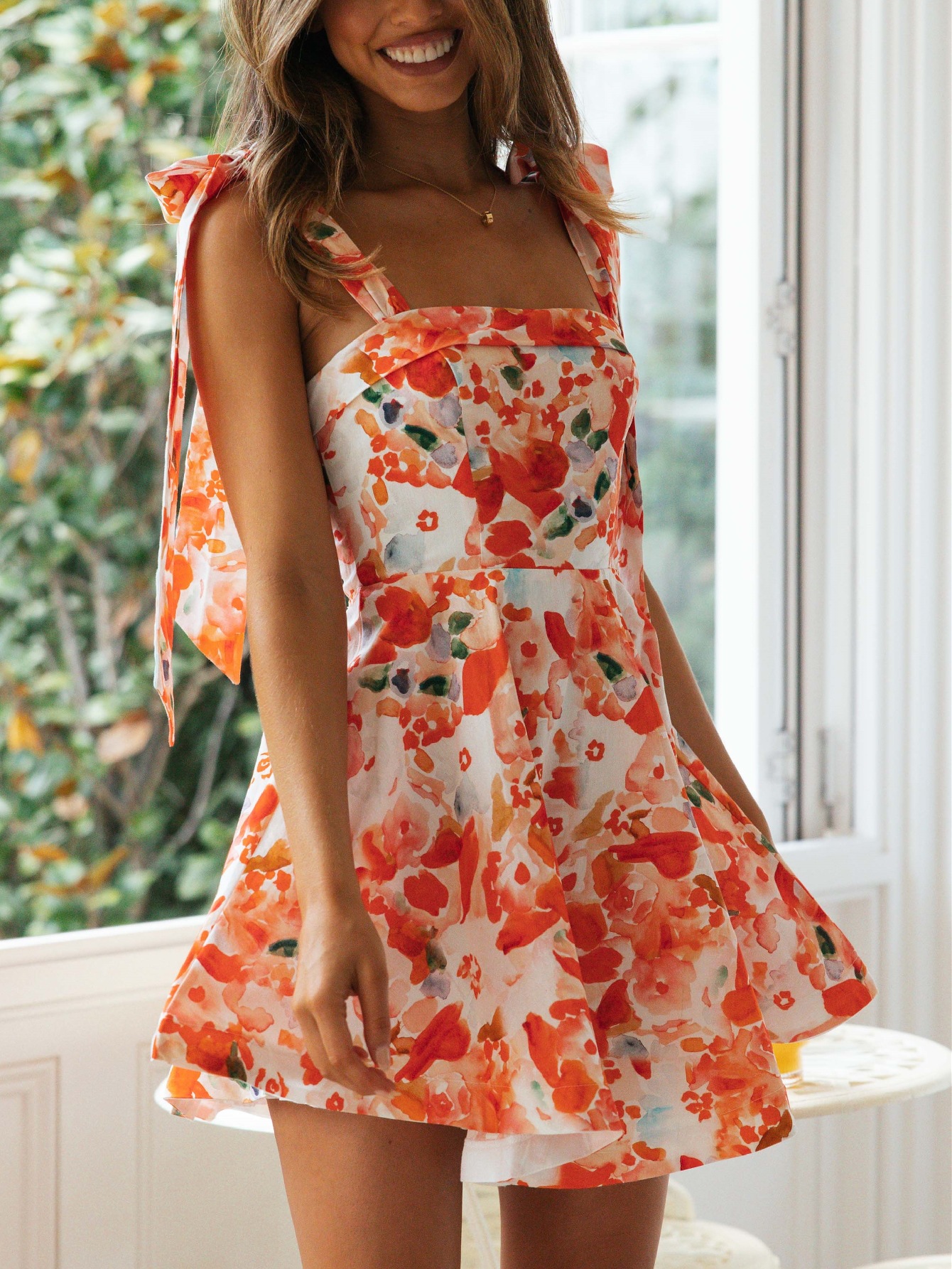 Women's Floral Off-Shoulder Mini Dress Romantic Summer Sundress - Image 4