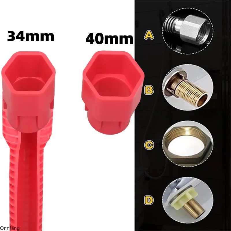 Onnfang 8-in-1 Flume Wrench Anti-Slip Kitchen Sink Repair Tool (Alloy, Double-Ended) - Image 3