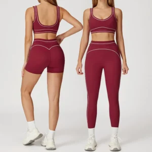 Women’s Yoga Tracksuit Set Sports Bra High-Waist Leggings Patchwork
