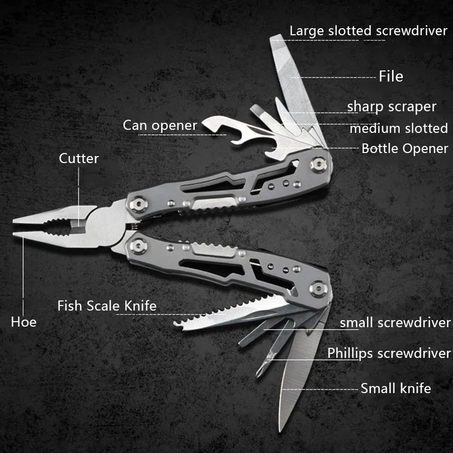 Stainless Steel Folding Pocket Multitool Knife & Pliers - Image 3