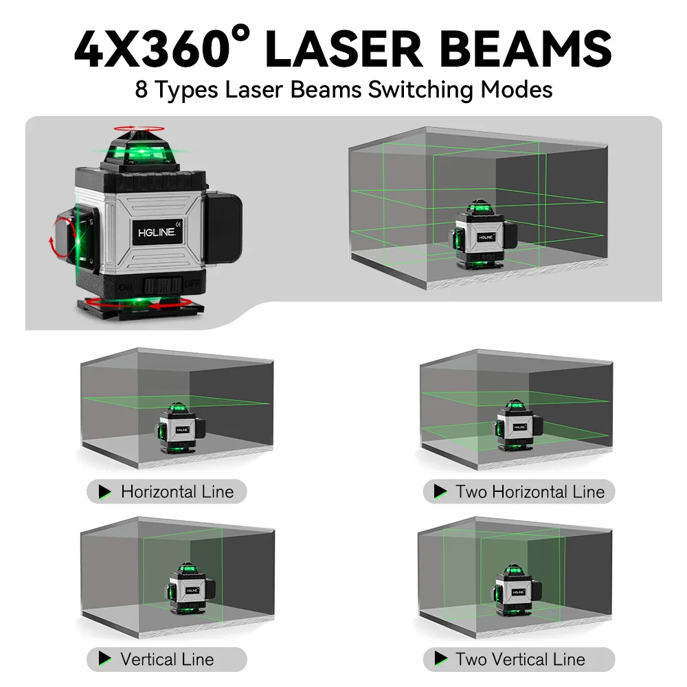 HGLINE 16-Line 4D Laser Level with App Remote Control (Vertical & Horizontal) - Image 2